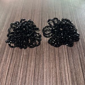 Gorgeous black bead burst clip on earrings